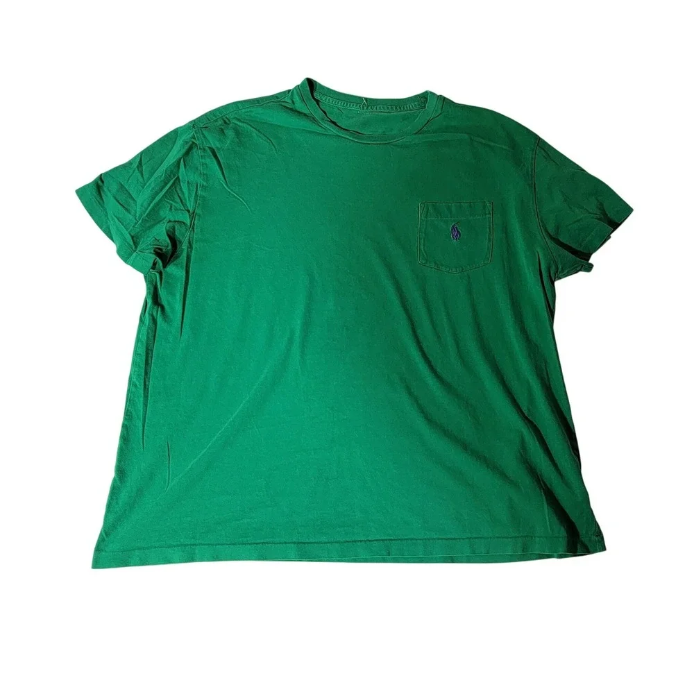 Polo‎ Ralph Lauren Mens Green Short Sleeve Pocket T-Shirt Purple Pony XL